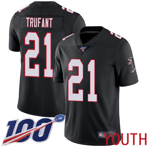 Atlanta Falcons Limited Black Youth Desmond Trufant Alternate Jersey NFL Football #21 100th Season Vapor Untouchable->youth nfl jersey->Youth Jersey